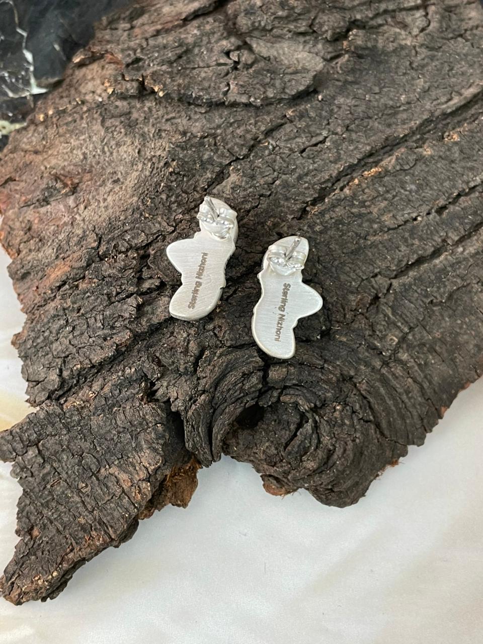 Handmade Sterling Silver Cotton Candy Post Studs Earrings "Signed Nizhoni"