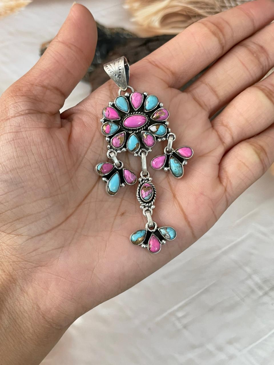 Handmade Sterling Silver Cotton Candy Pendant "Signed Nizhoni" (8)