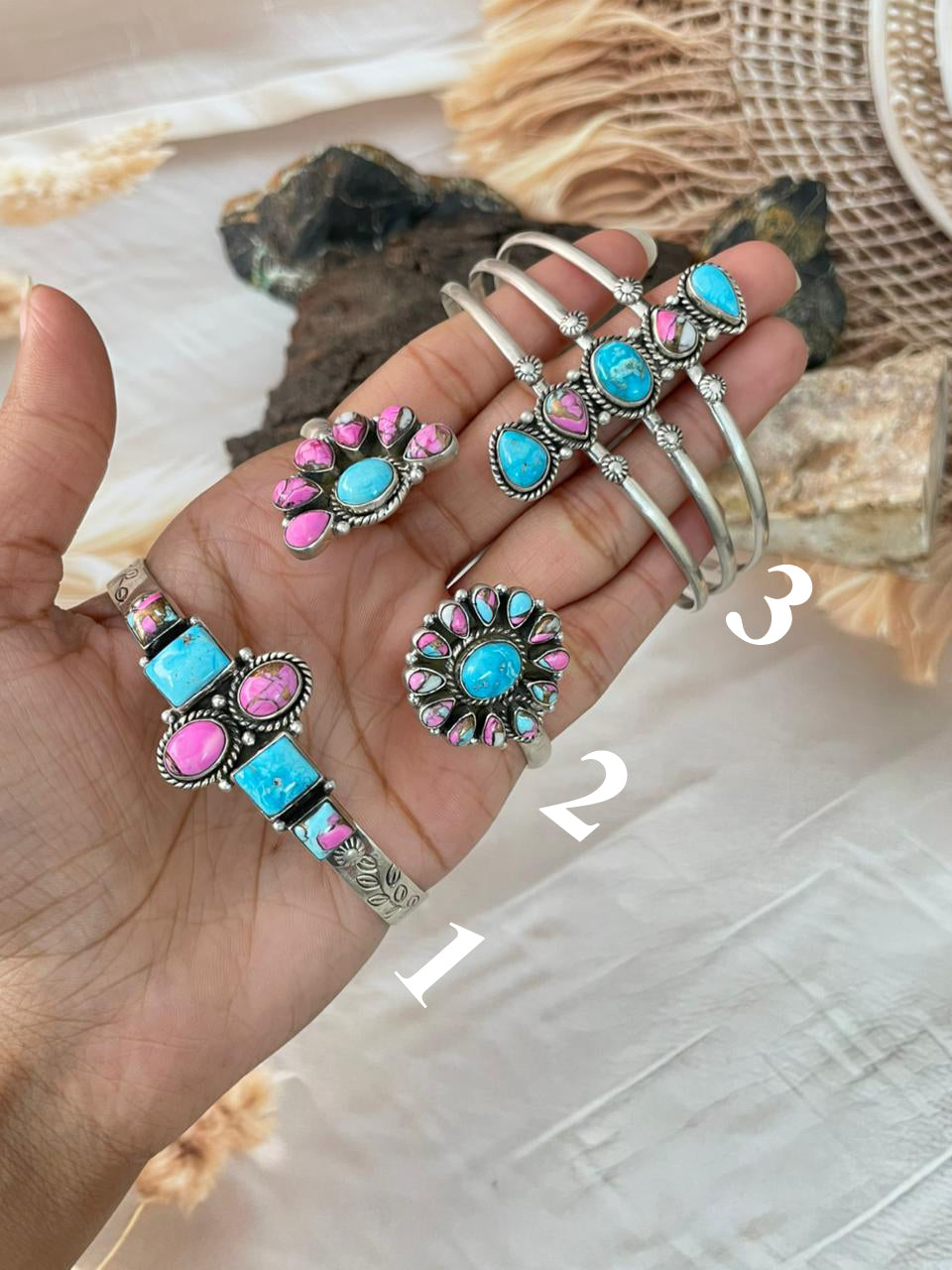 Handmade Sterling Silver Sierra Bella Turquoise with Cotton Candy Cuff Bracelet "Signed Nizhoni"