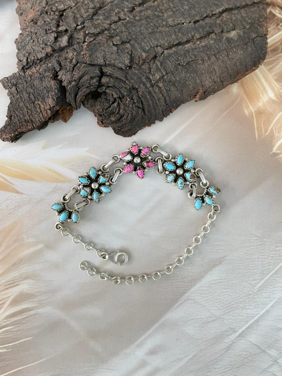 Handmade Sterling Silver Cotton Candy Bracelet "Signed Nizhoni"