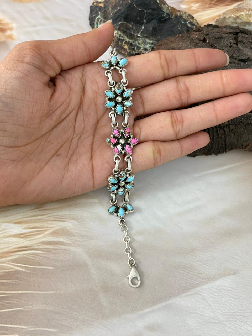 Handmade Sterling Silver Cotton Candy Bracelet "Signed Nizhoni"