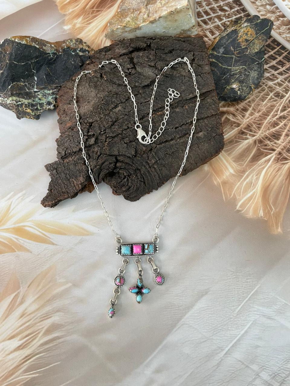 Handmade Sterling Silver Cotton Candy Necklace "Signed Nizhoni"
