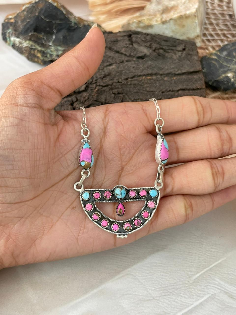Handmade Sterling Silver Cotton Candy Necklace "Signed Nizhoni"