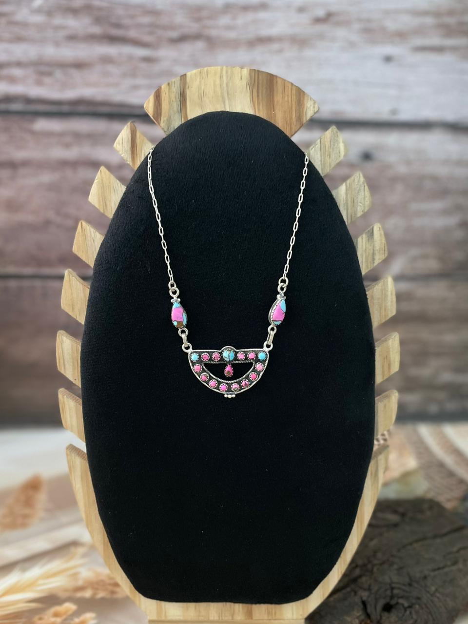 Handmade Sterling Silver Cotton Candy Necklace "Signed Nizhoni"