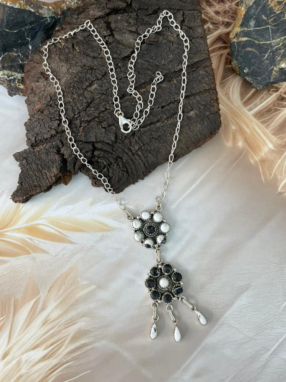 Handmade Sterling Silver White Buffalo Necklace "Signed Nizhoni"