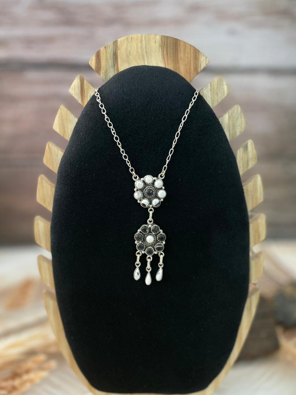 Handmade Sterling Silver White Buffalo Necklace "Signed Nizhoni"