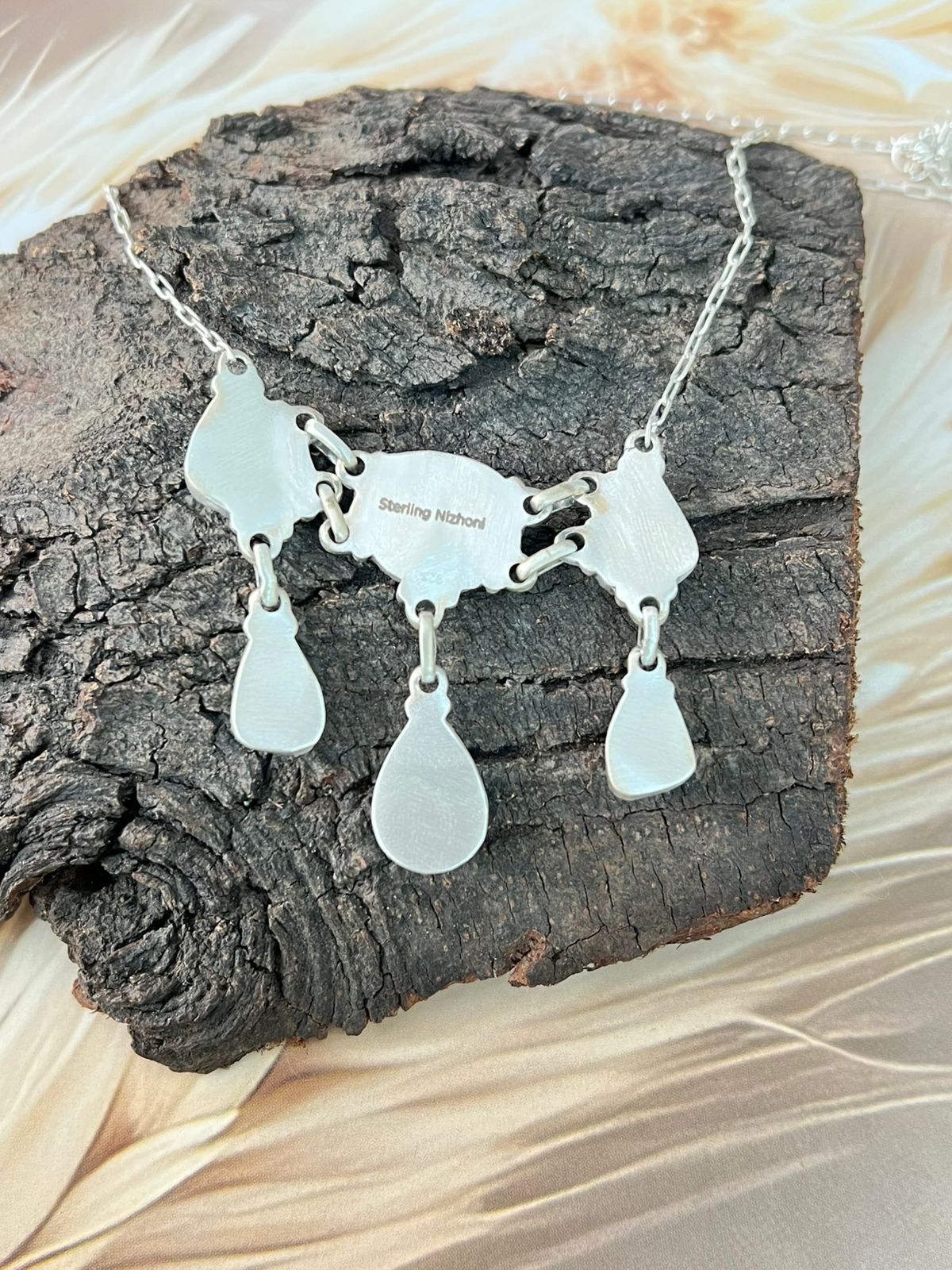 Handmade Sterling Silver Santa Maria Turquoise Necklace "Signed Nizhoni"