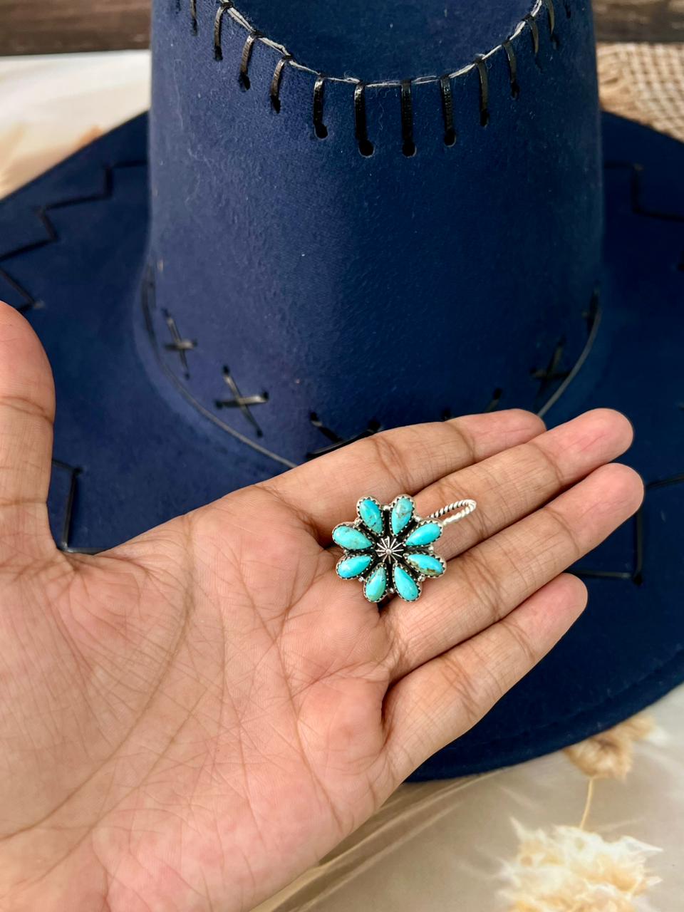 Handmade Sterling Silver Kingman Turquoise Hat Pin "Signed Nizhoni"