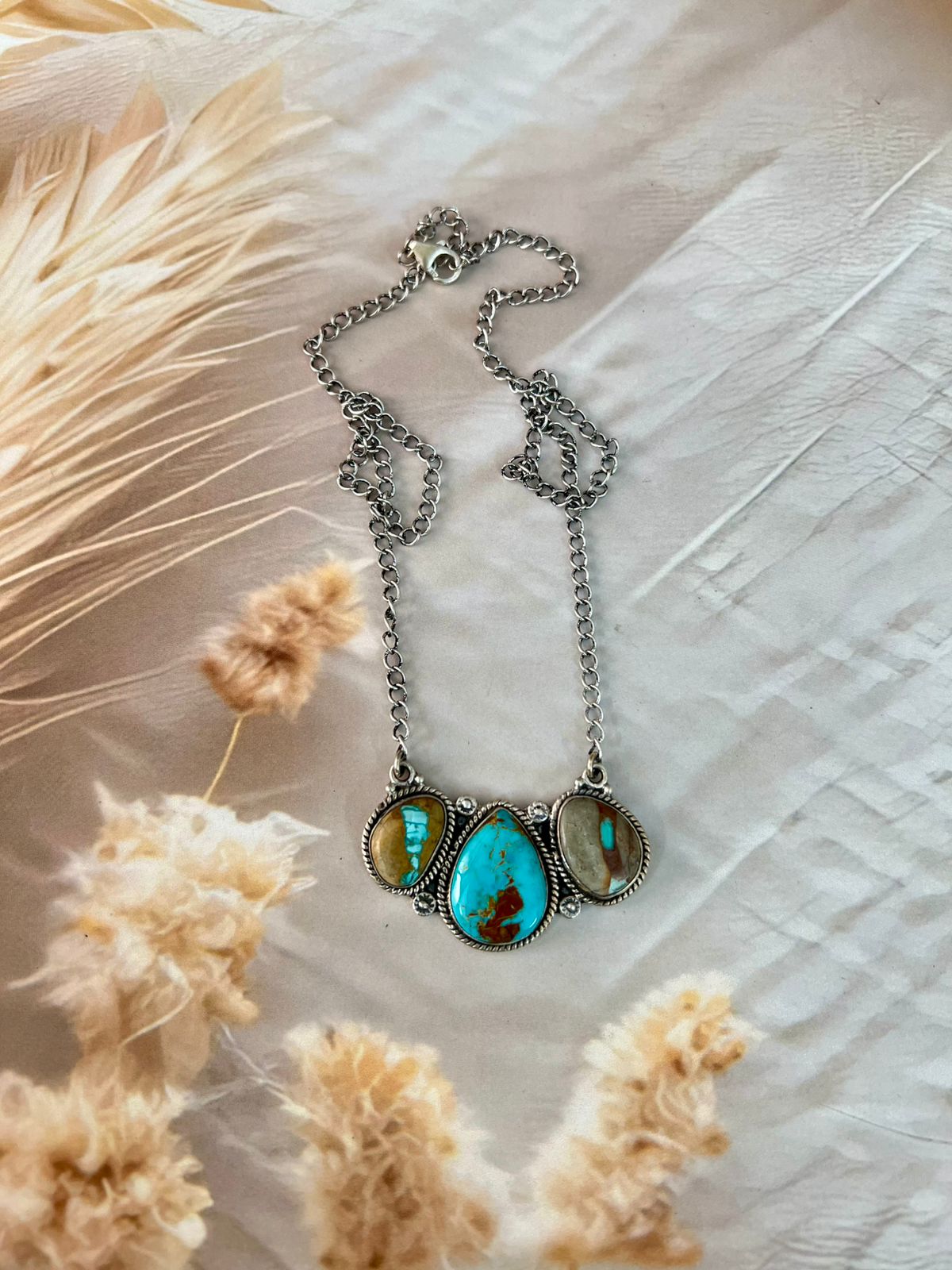 Handmade Sterling Silver Royston Turquoise Necklace "Signed Nizhoni"