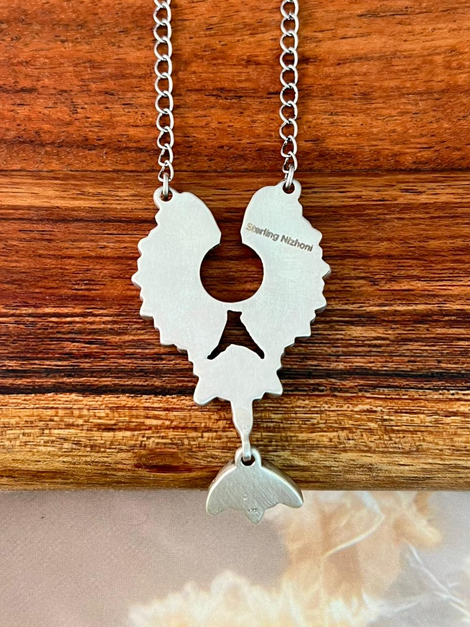 Handmade Sterling Silver White Buffalo Necklace "Signed Nizhoni"
