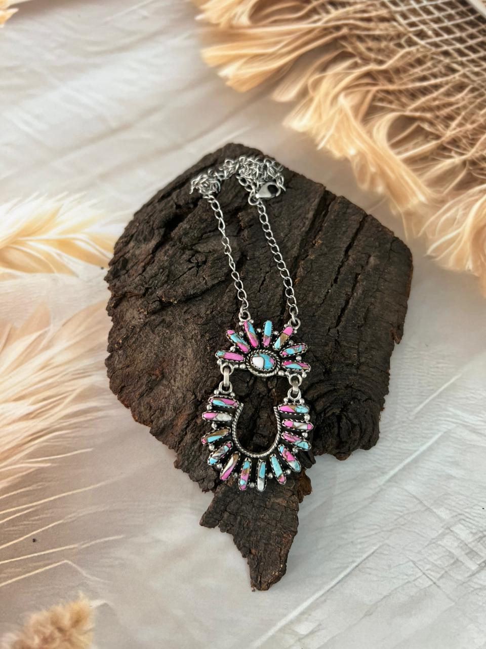 Handmade Sterling Silver Cotton Candy Necklace "Signed Nizhoni"