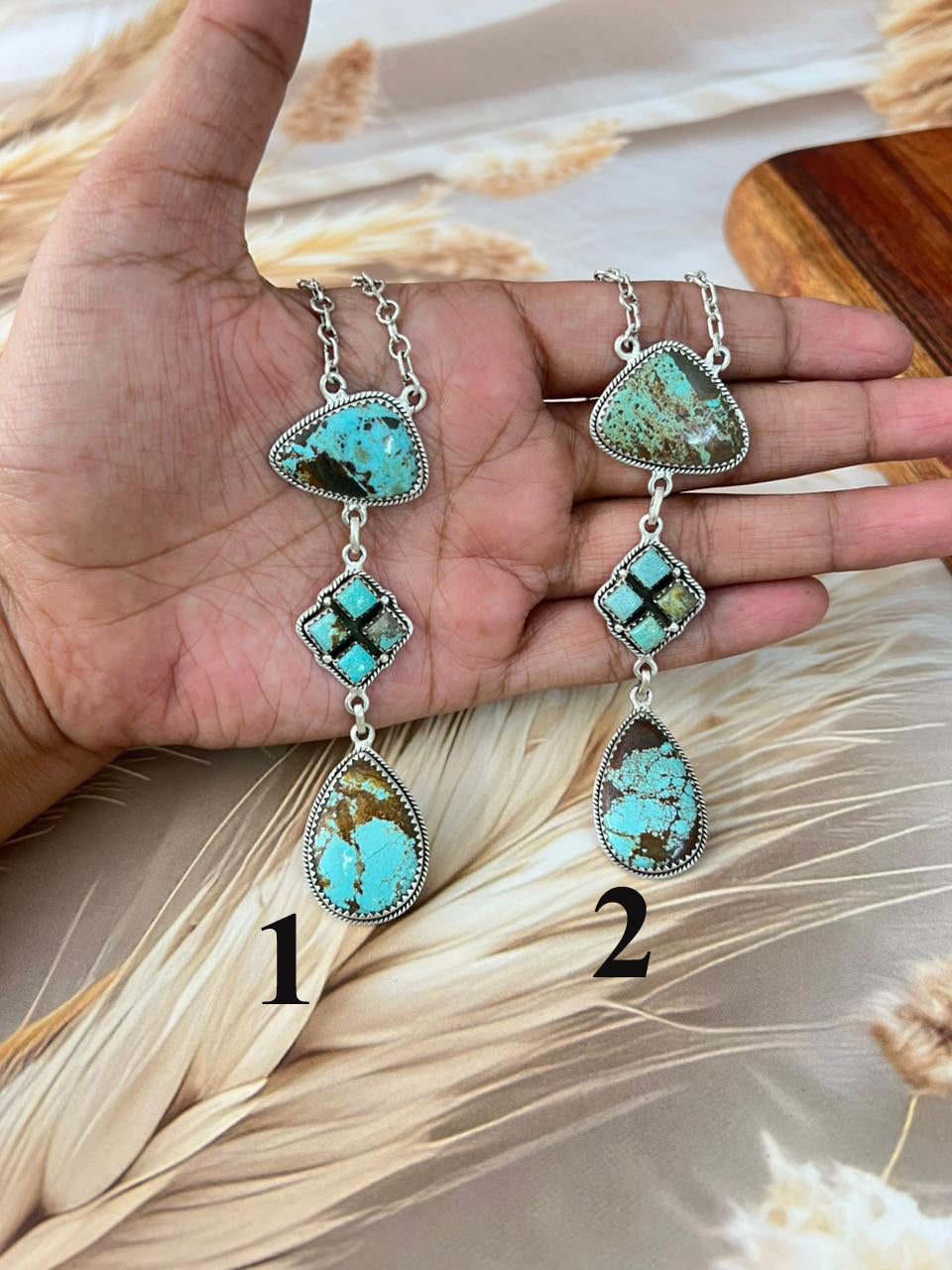 Handmade Sterling Silver Number 8 Turquoise Necklace "Signed Nizhoni"