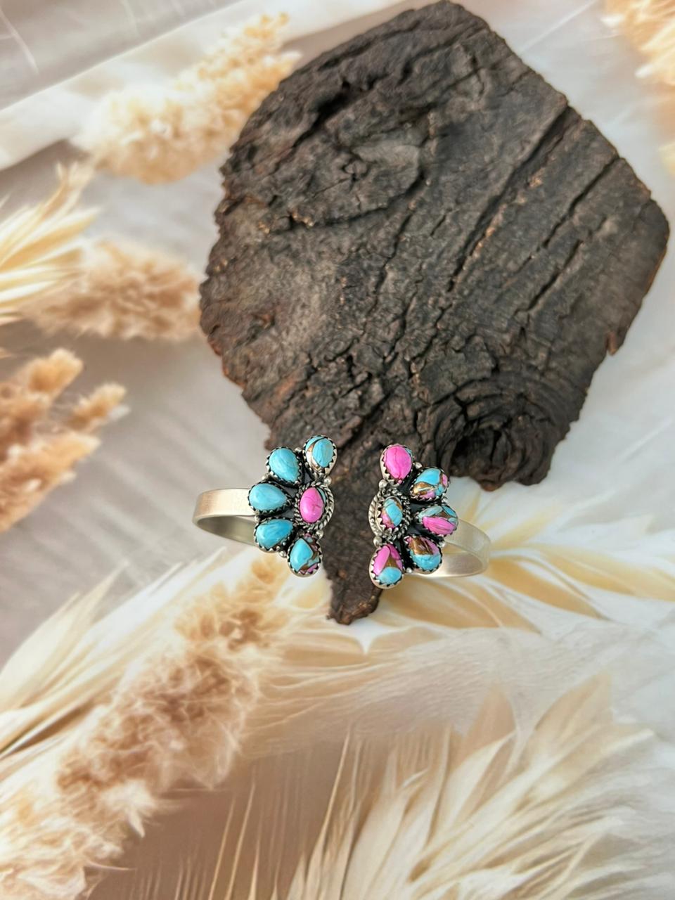 Handmade Sterling Silver Cotton Candy Cuff Bracelet "Signed Nizhoni"