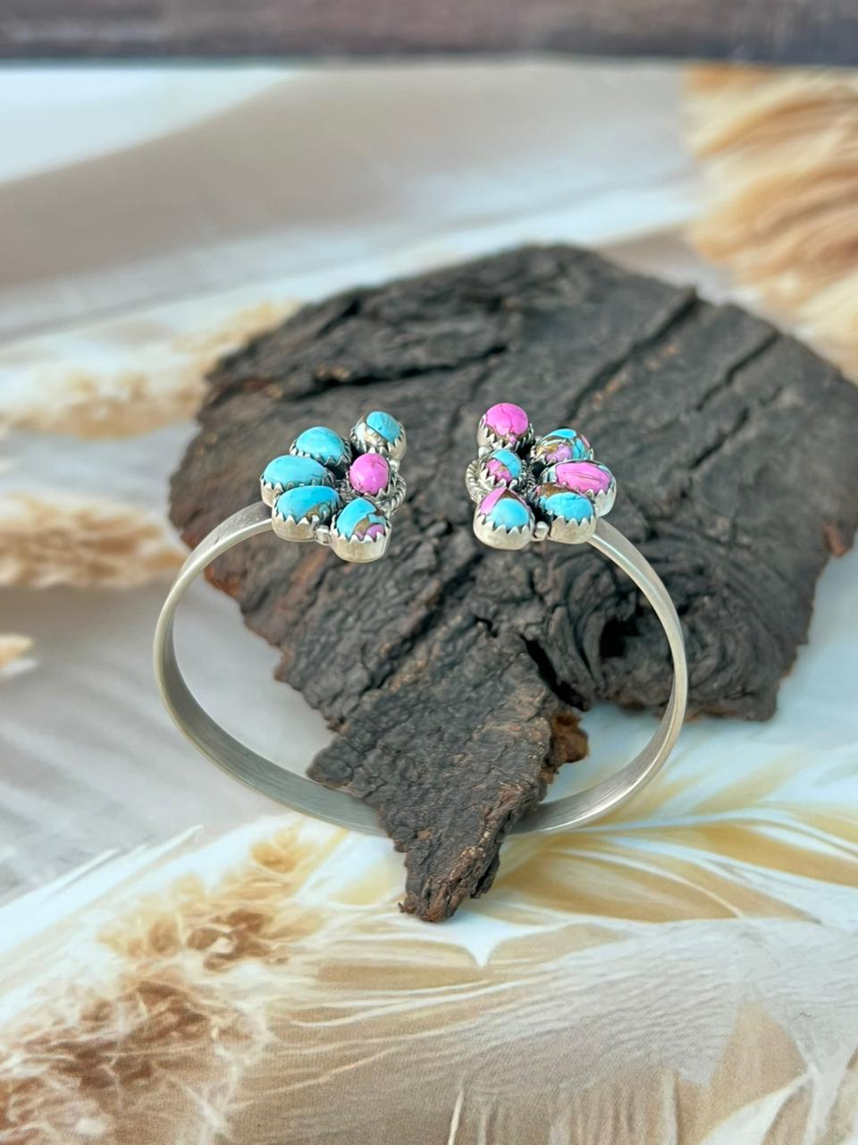 Handmade Sterling Silver Cotton Candy Cuff Bracelet "Signed Nizhoni"