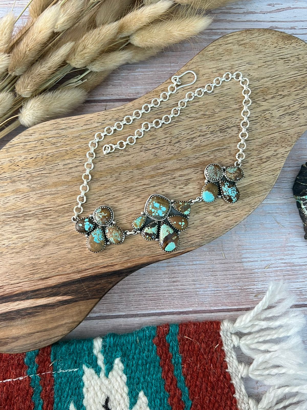 Handmade Sterling Silver Number 8 Turquoise Choker Necklace "Signed Nizhoni"