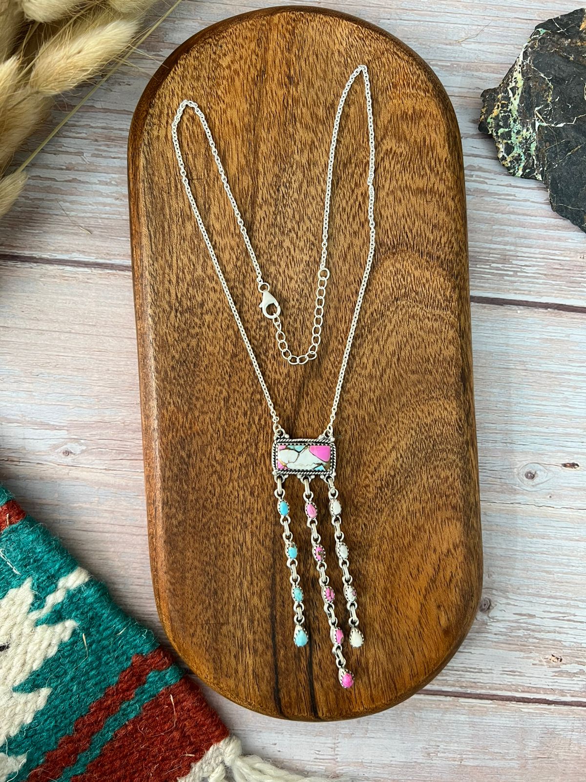 Handmade Sterling Silver Cotton Candy Necklace "Signed Nizhoni"