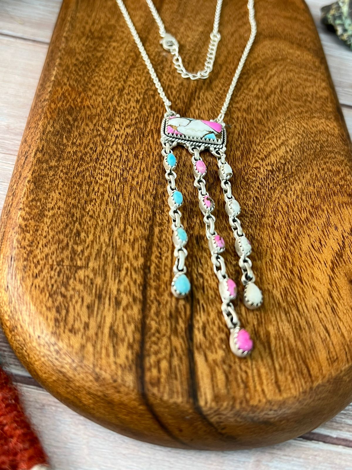 Handmade Sterling Silver Cotton Candy Necklace "Signed Nizhoni"