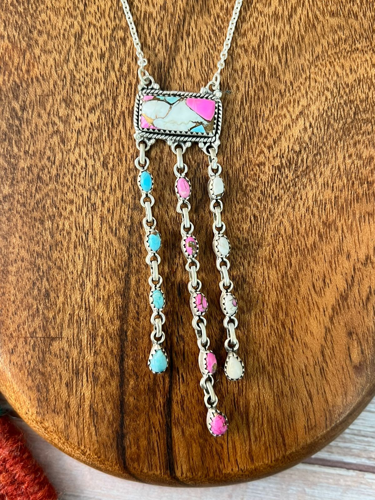 Handmade Sterling Silver Cotton Candy Necklace "Signed Nizhoni"