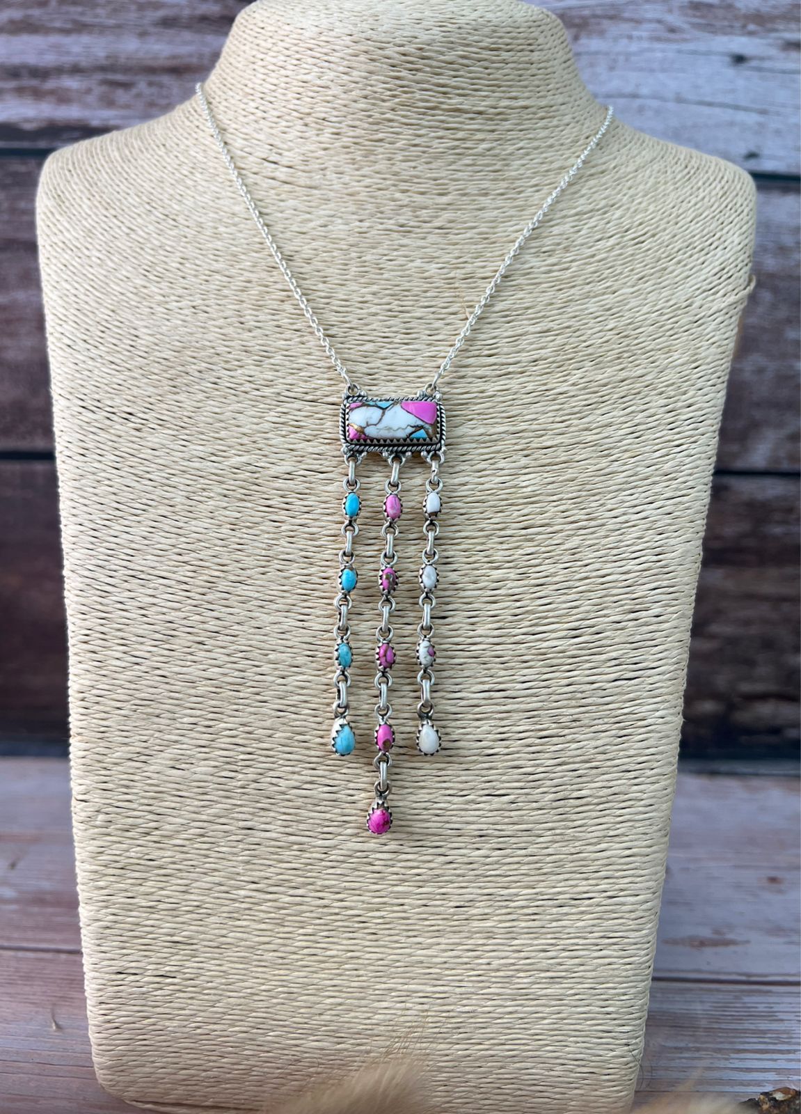 Handmade Sterling Silver Cotton Candy Necklace "Signed Nizhoni"