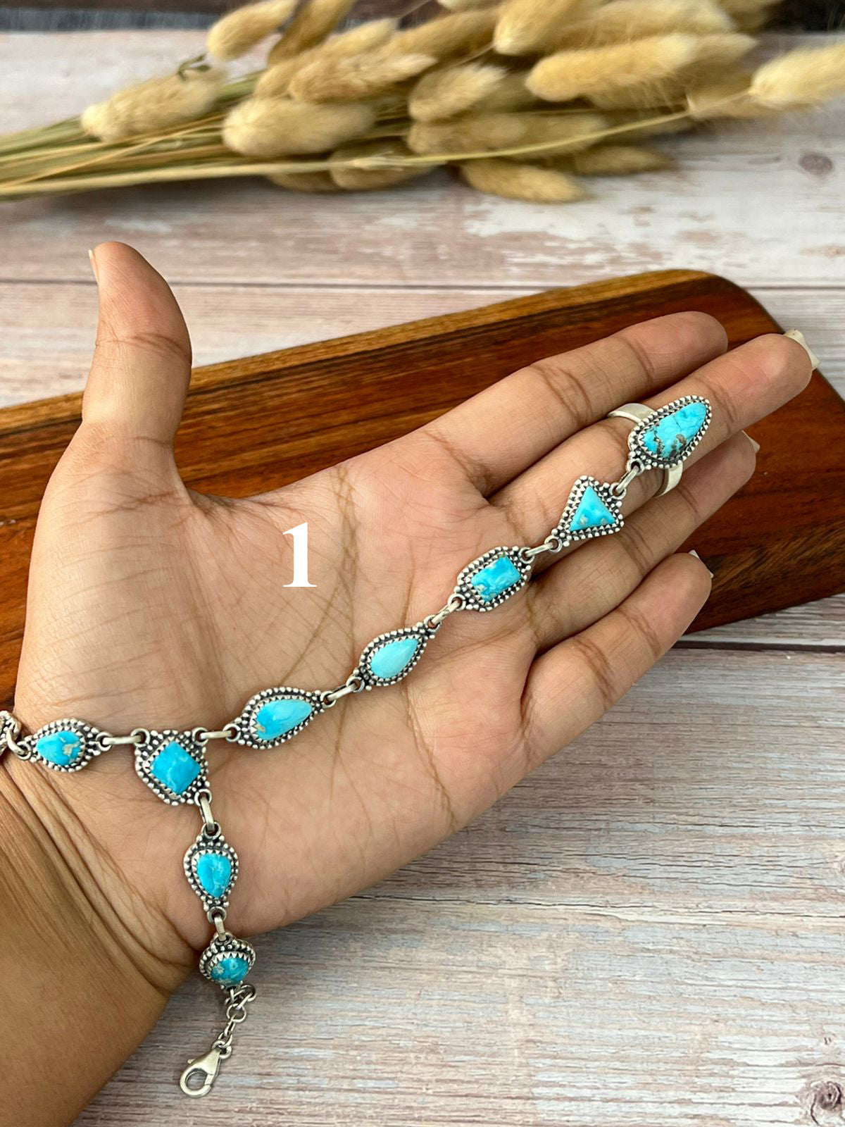 Handmade Sterling Silver Sierra Bella Turquoise Hand Harness "Signed Nizhoni"