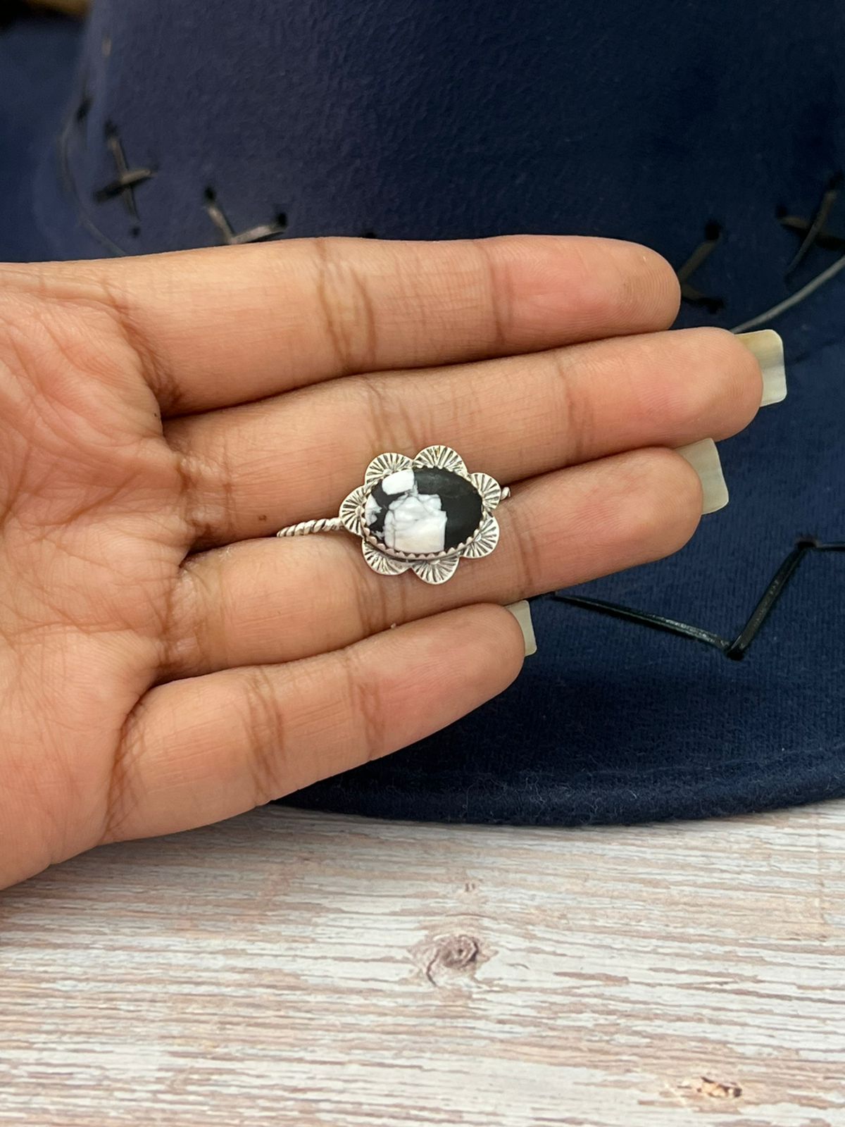 Handmade Sterling Silver White Buffalo Hat Pin "Signed Nizhoni"