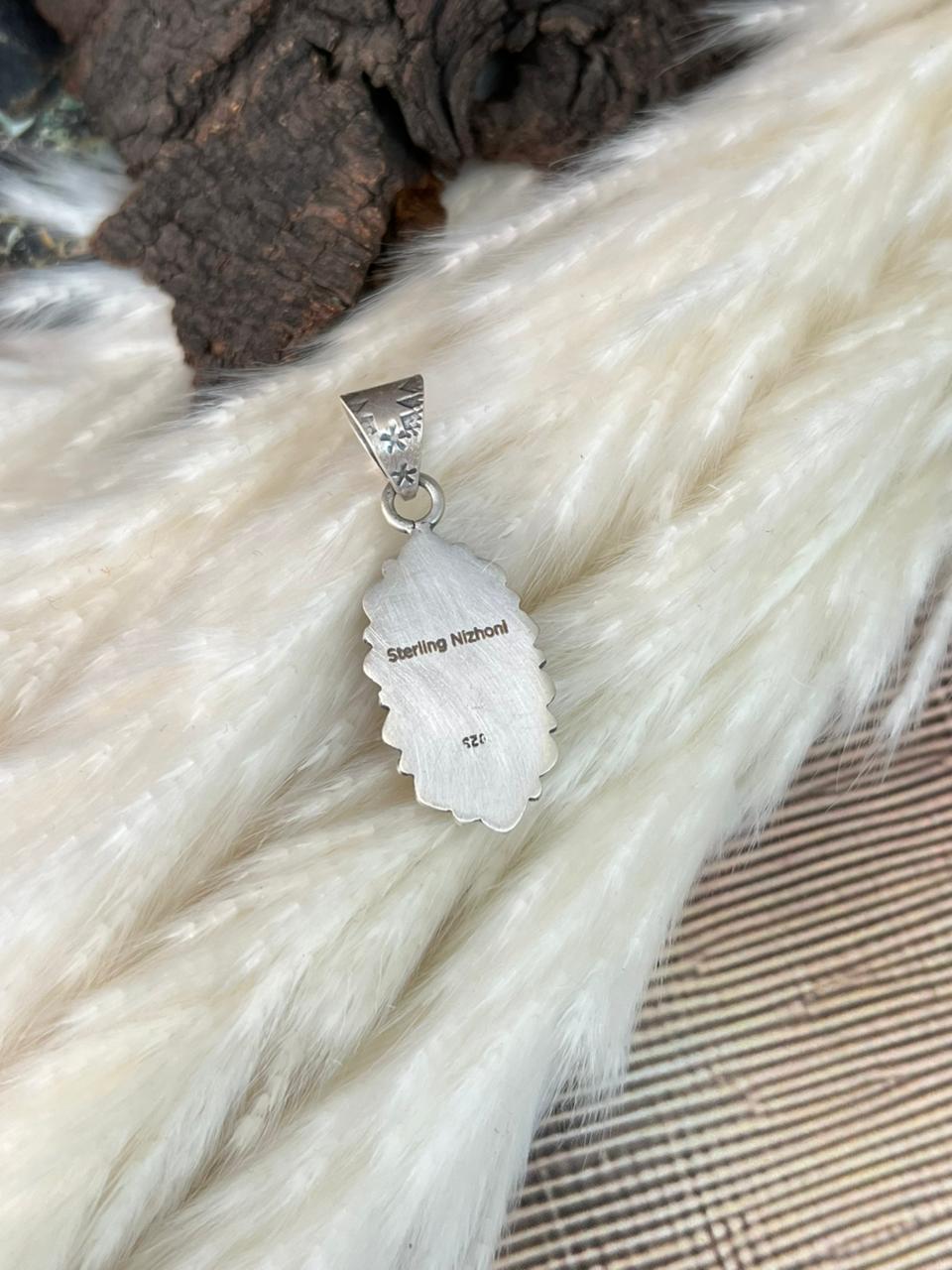 Handmade Sterling Silver 4th Of July Collection: Rosarita with Lapis and White Buffalo Pendant "Signed Nizhoni"