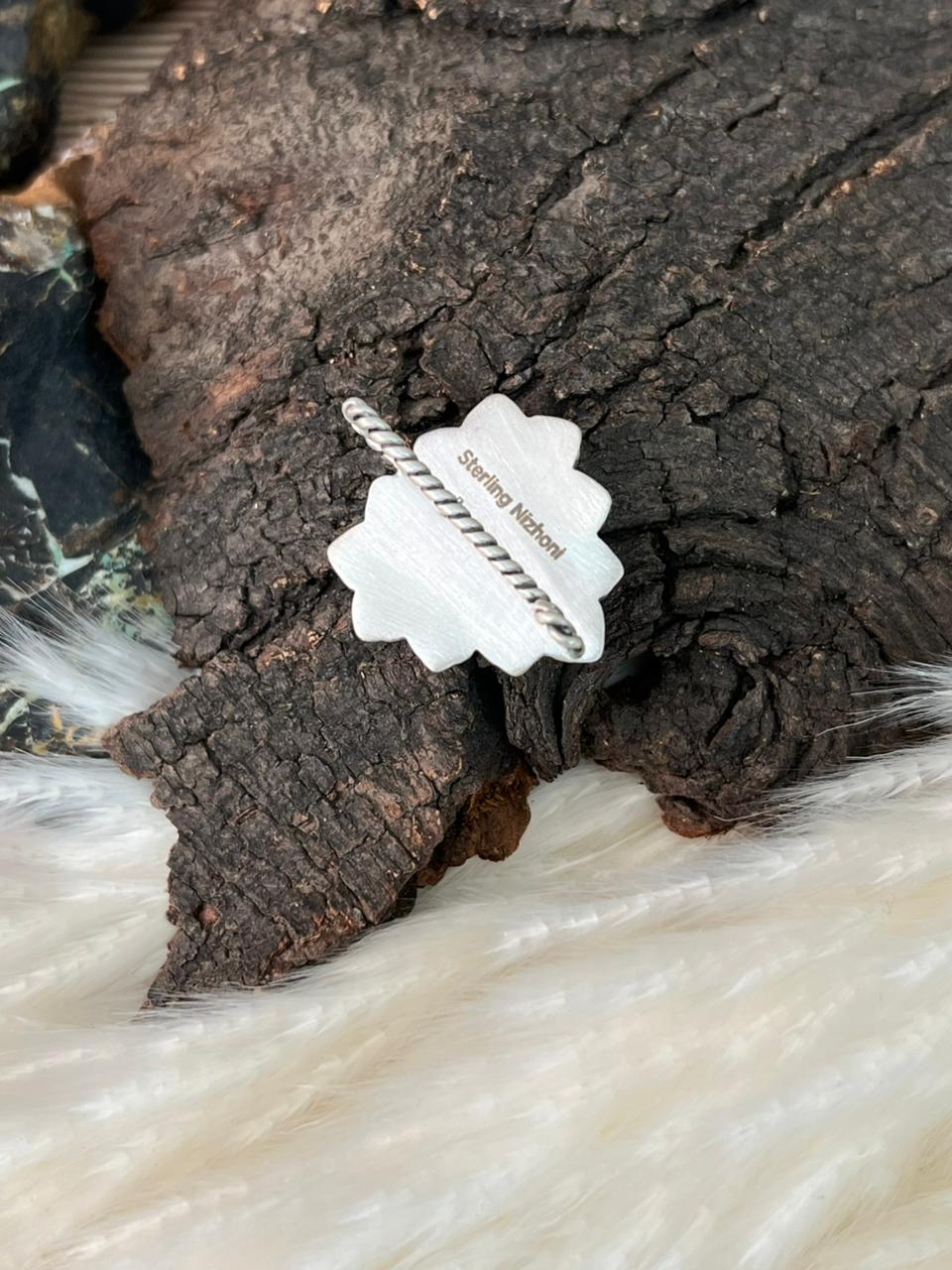 Handmade Sterling Silver 4th Of July Collection: Rosarita with Lapis and White Buffalo Heart Hat Pin "Signed Nizhoni"