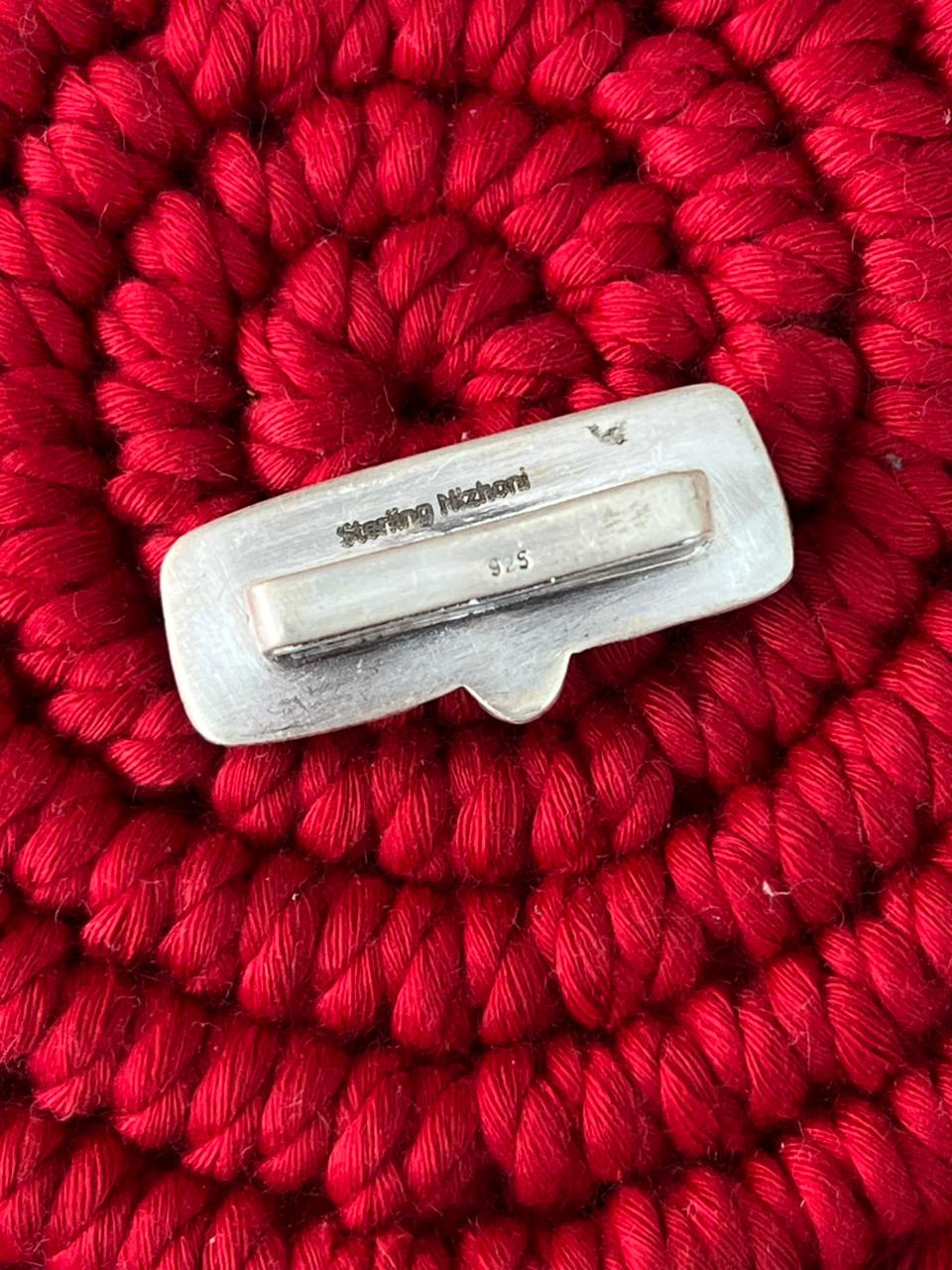 Handmade Sterling Silver 4th Of July Collection: Coral with Lapis and White Buffalo Watch Charm "Signed Nizhoni"