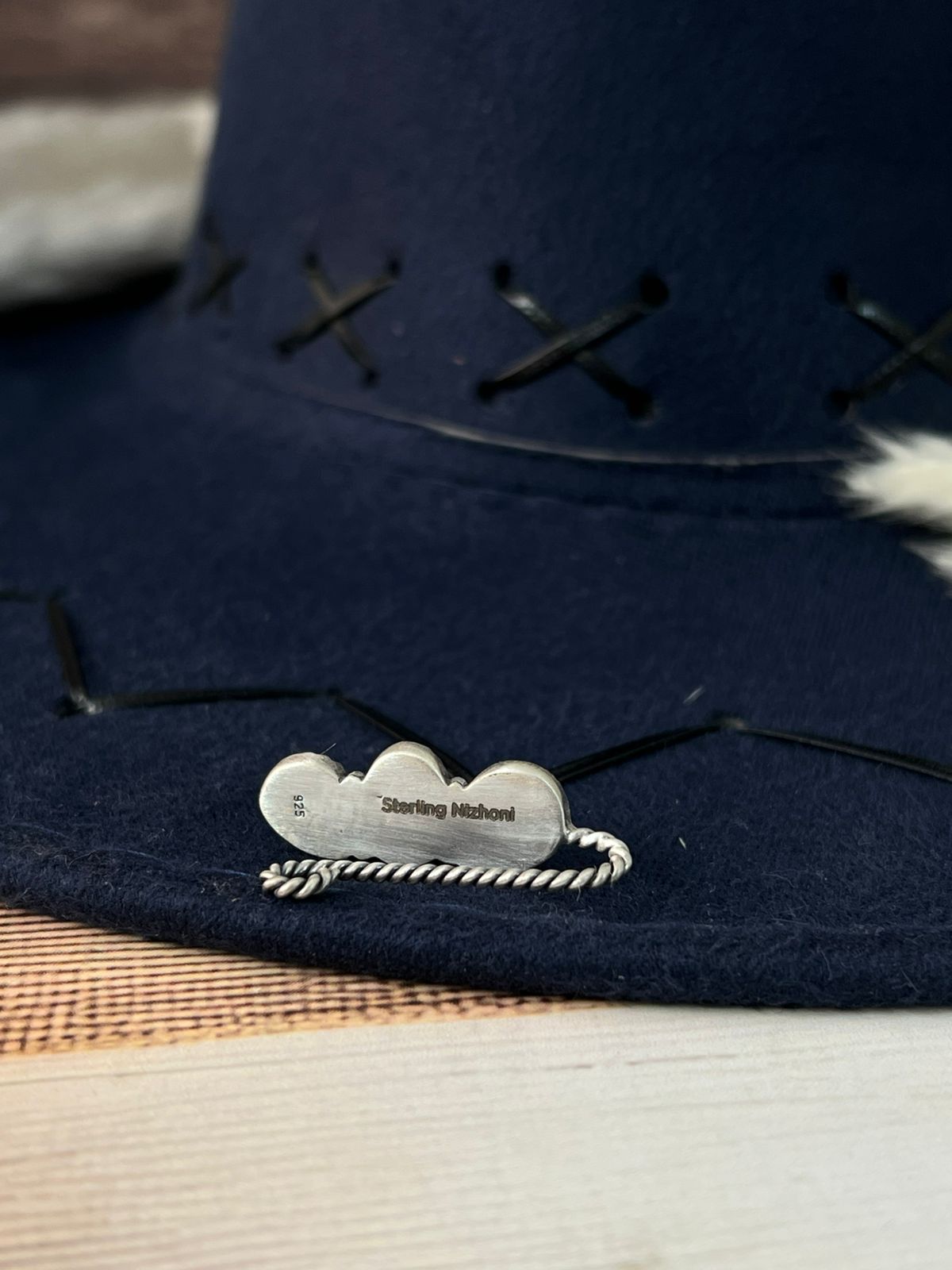 Handmade Sterling Silver 4th Of July Collection: Coral with Lapis and White Buffalo Hat Pin "Signed Nizhoni"