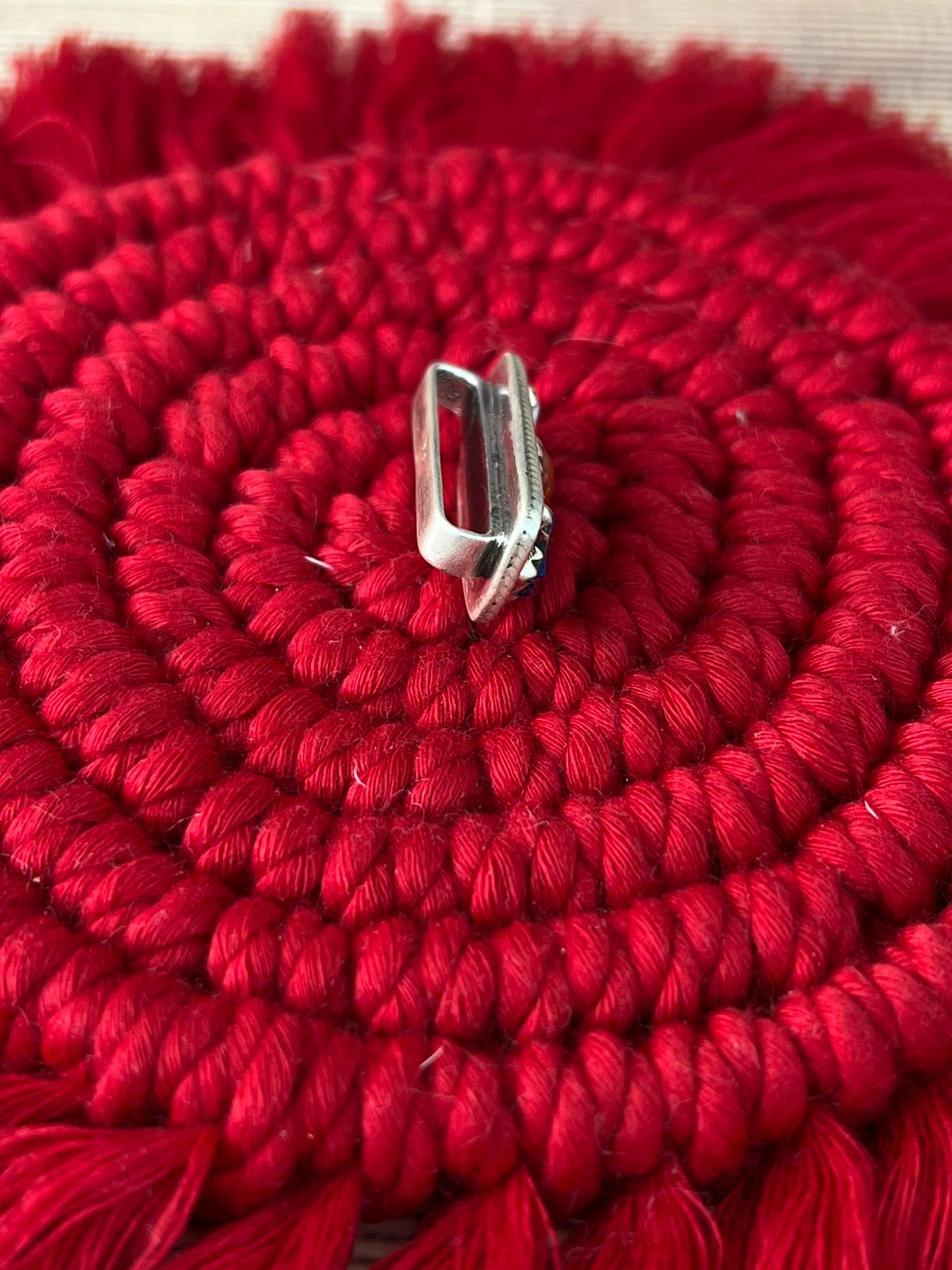 Handmade Sterling Silver 4th Of July Collection: Coral with Lapis and White Buffalo Watch Charm "Signed Nizhoni"