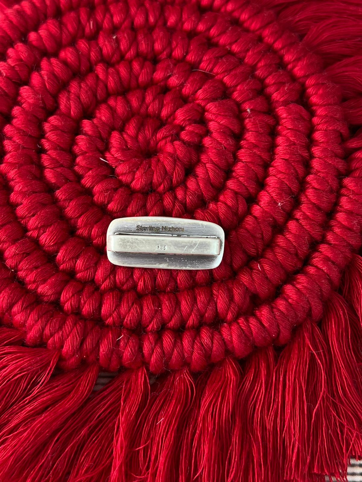 Handmade Sterling Silver 4th Of July Collection: Coral with Lapis and White Buffalo Watch Charm "Signed Nizhoni"