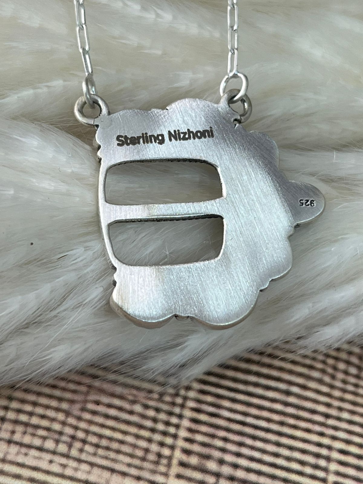 Handmade Sterling Silver 4th Of July Collection: Coral with Lapis and White Buffalo Belt Buckle Necklace "Signed Nizhoni"