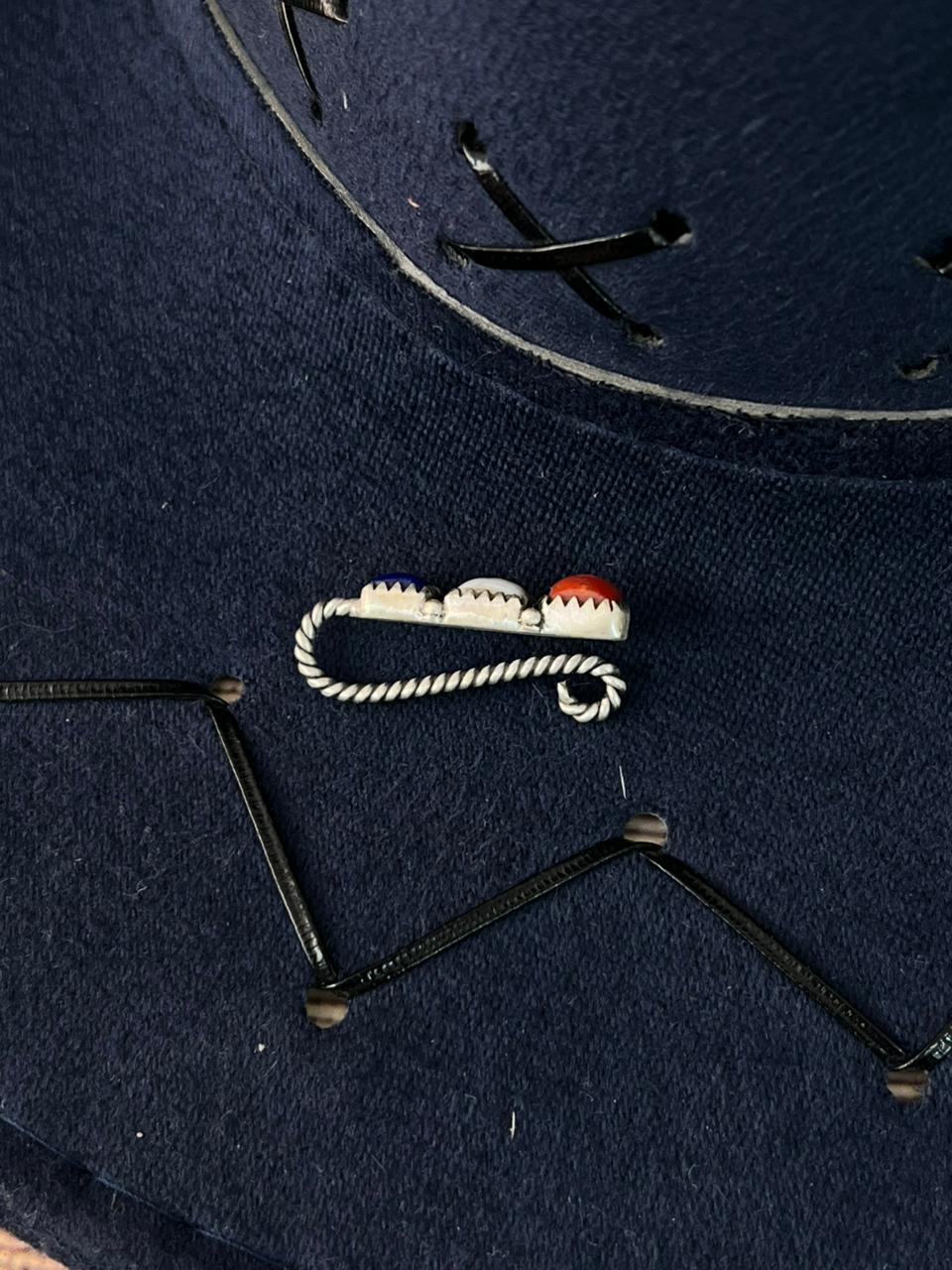 Handmade Sterling Silver 4th Of July Collection: Coral with Lapis and White Buffalo Hat Pin "Signed Nizhoni"