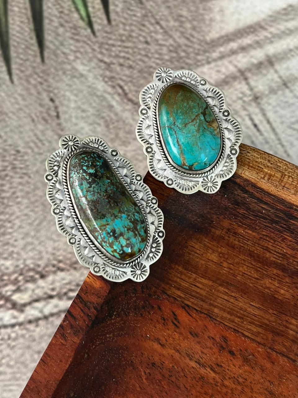 Handmade Sterling Silver Royston Turquoise Collection: Adjustable Ring "Signed Nizhoni"