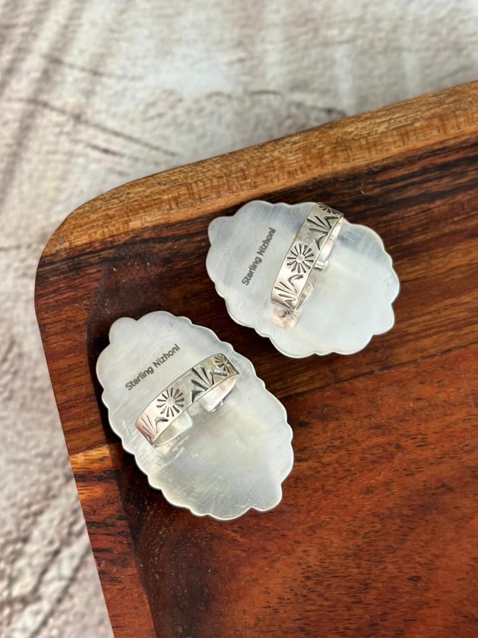 Handmade Sterling Silver Royston Turquoise Collection: Adjustable Ring "Signed Nizhoni"