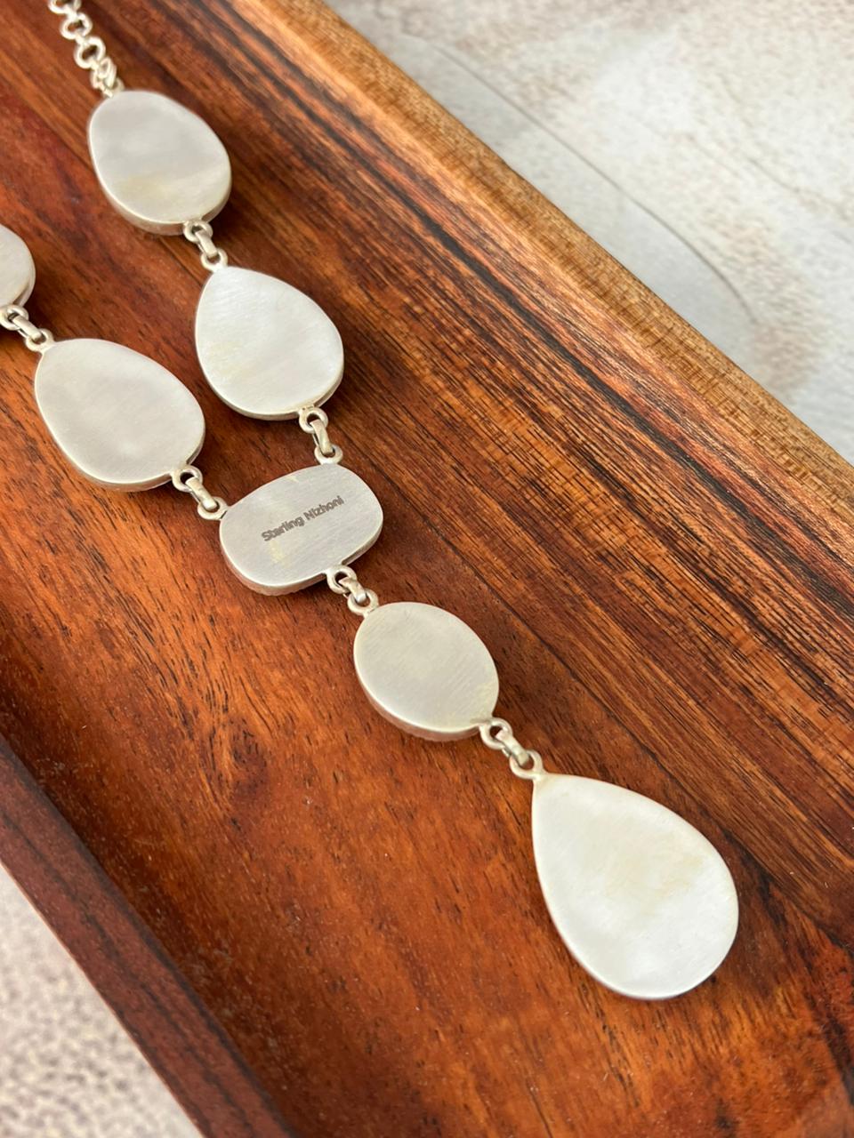 Handmade Sterling Silver Royston Turquoise Collection: Drop Necklace "Signed Nizhoni"