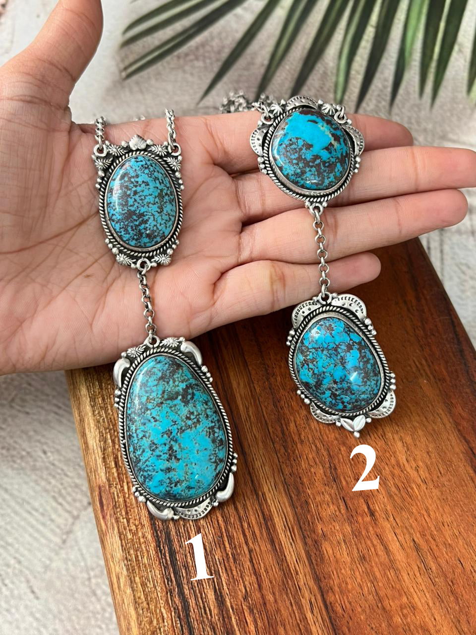 Handmade Sterling Silver Kingman Turquoise Collection: Necklace "Signed Nizhoni" (5)