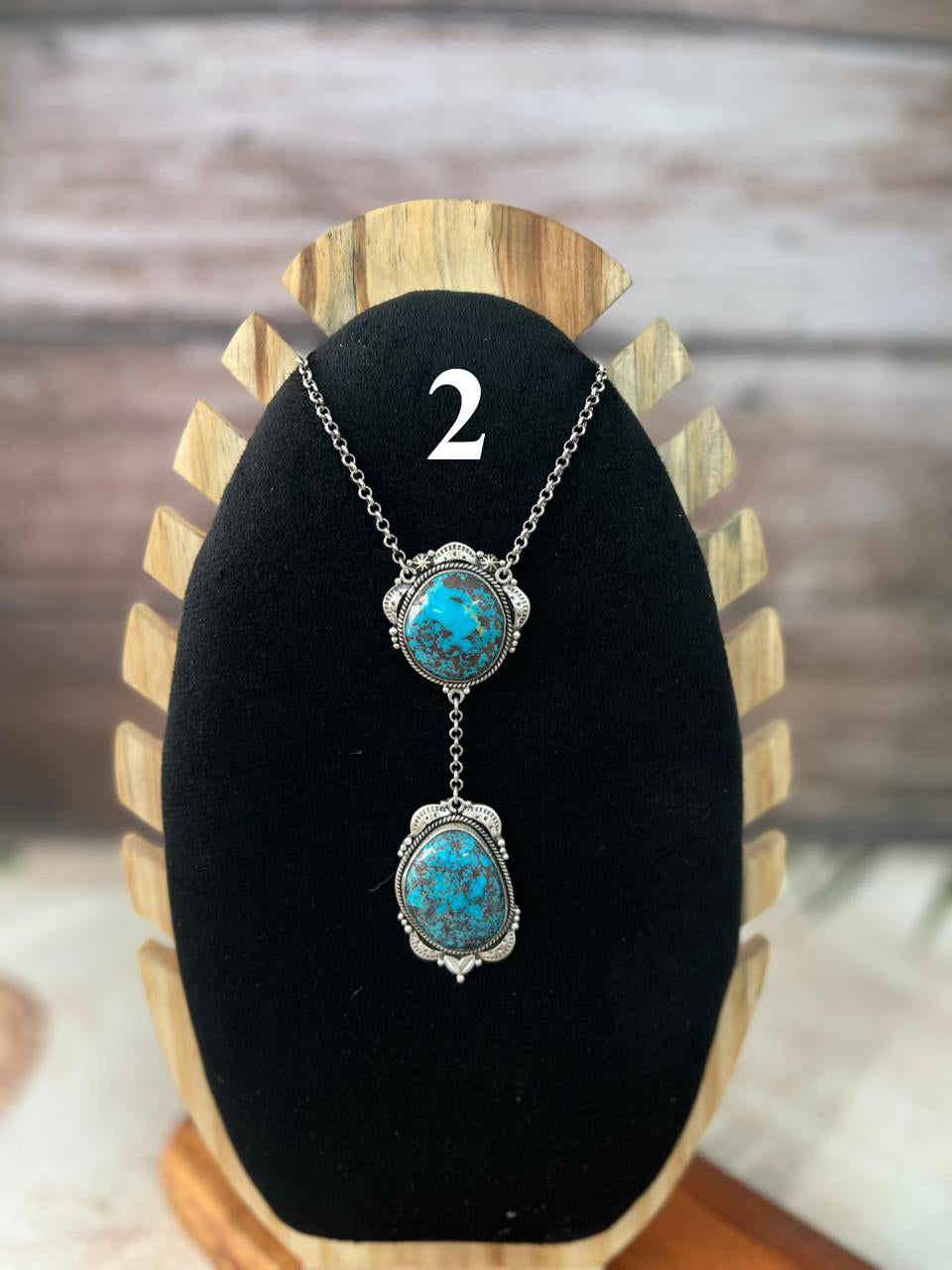 Handmade Sterling Silver Kingman Turquoise Collection: Necklace "Signed Nizhoni" (5)