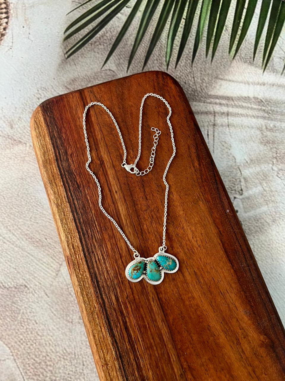 Handmade Sterling Silver Santa Maria Turquoise Necklace "Signed Nizhoni"