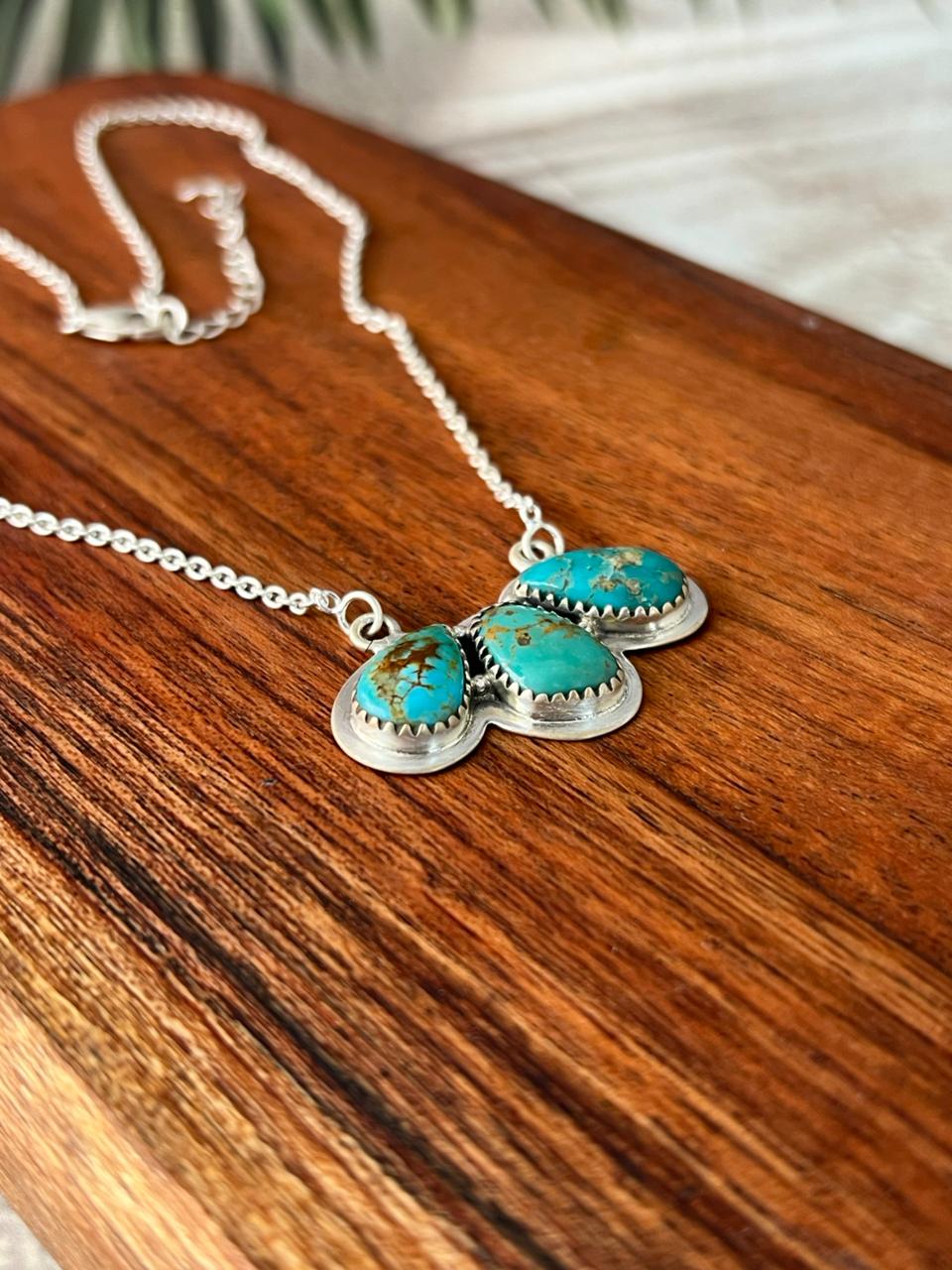 Handmade Sterling Silver Santa Maria Turquoise Necklace "Signed Nizhoni"