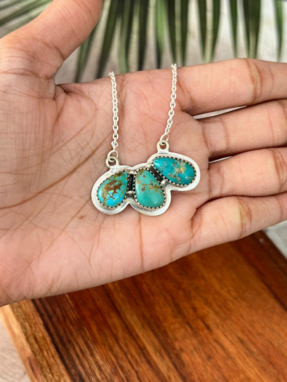 Handmade Sterling Silver Santa Maria Turquoise Necklace "Signed Nizhoni"