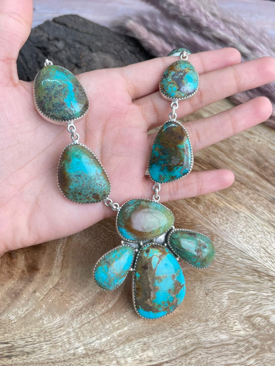 Handmade Sterling Silver Royston Turquoise Collection: Necklace "Signed Nizhoni"