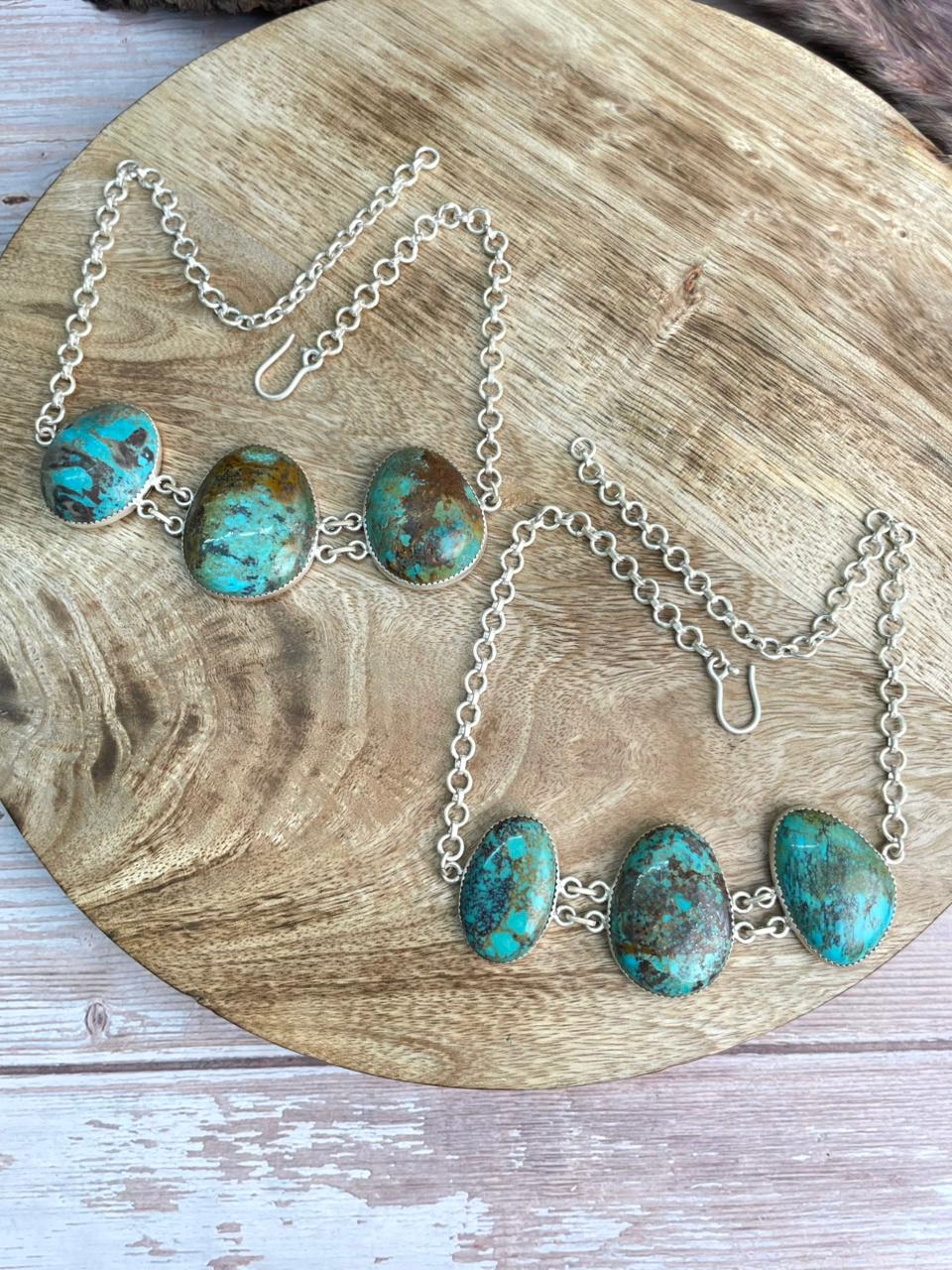 Handmade Sterling Silver Royston Turquoise Collection: Choker Necklace "Signed Nizhoni"