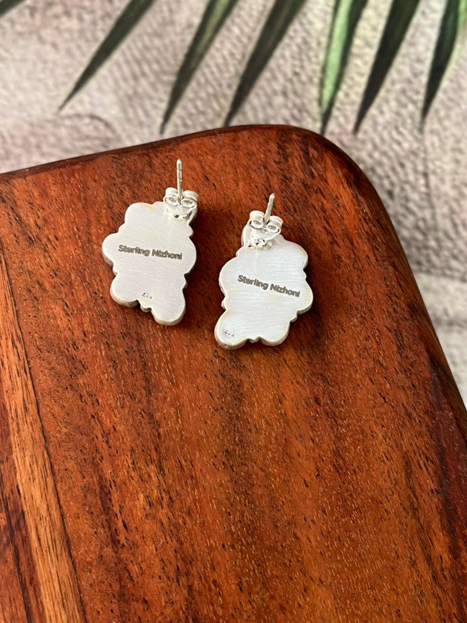 Handmade Sterling Silver Cotton Candy Post Studs Earrings "Signed Nizhoni"