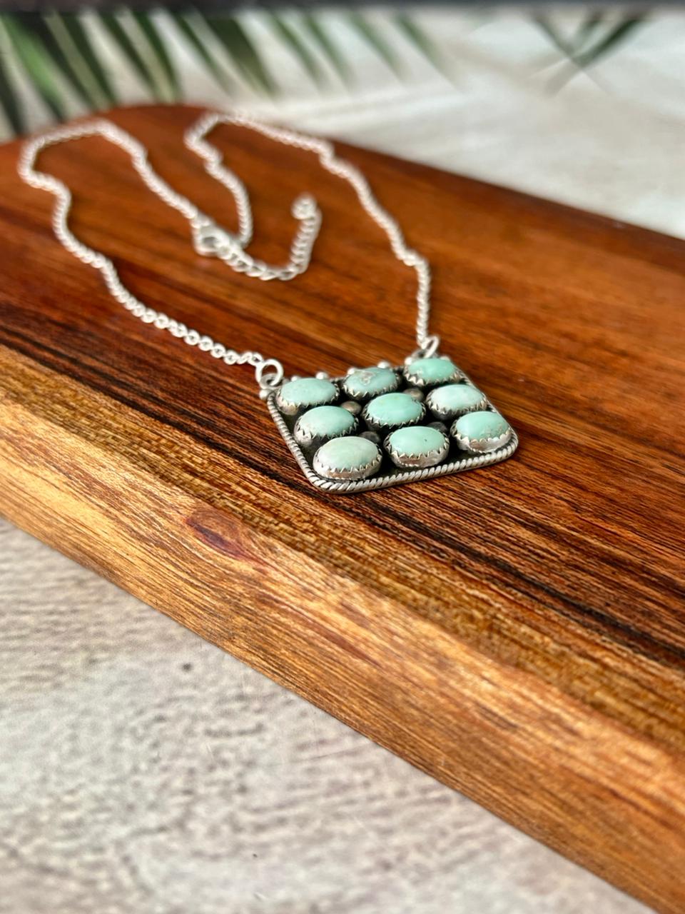 Handmade Sterling Silver Paloma Turquoise Necklace "Signed Nizhoni"