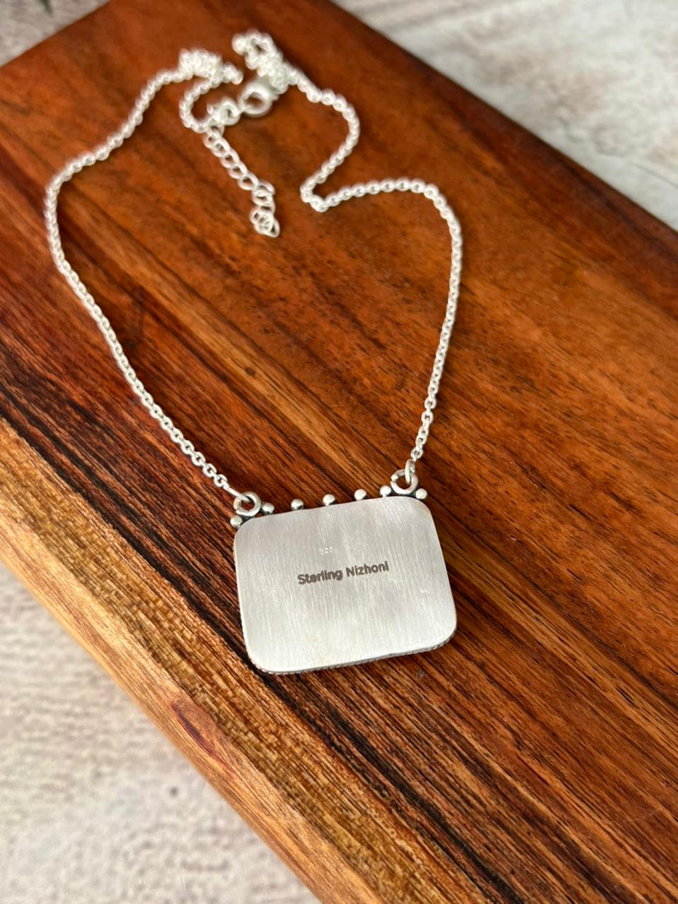 Handmade Sterling Silver Paloma Turquoise Necklace "Signed Nizhoni"