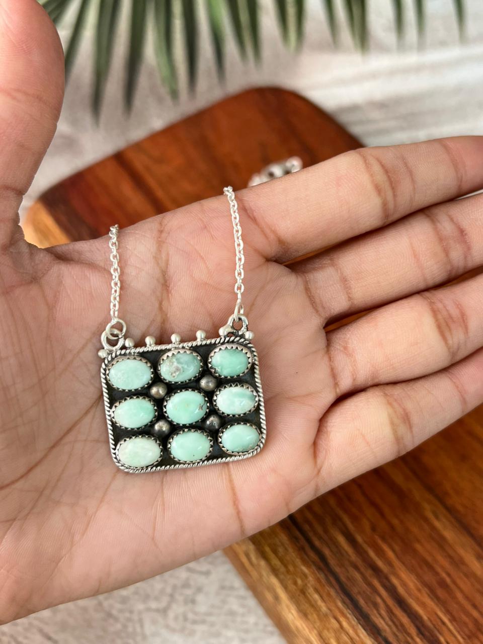 Handmade Sterling Silver Paloma Turquoise Necklace "Signed Nizhoni"