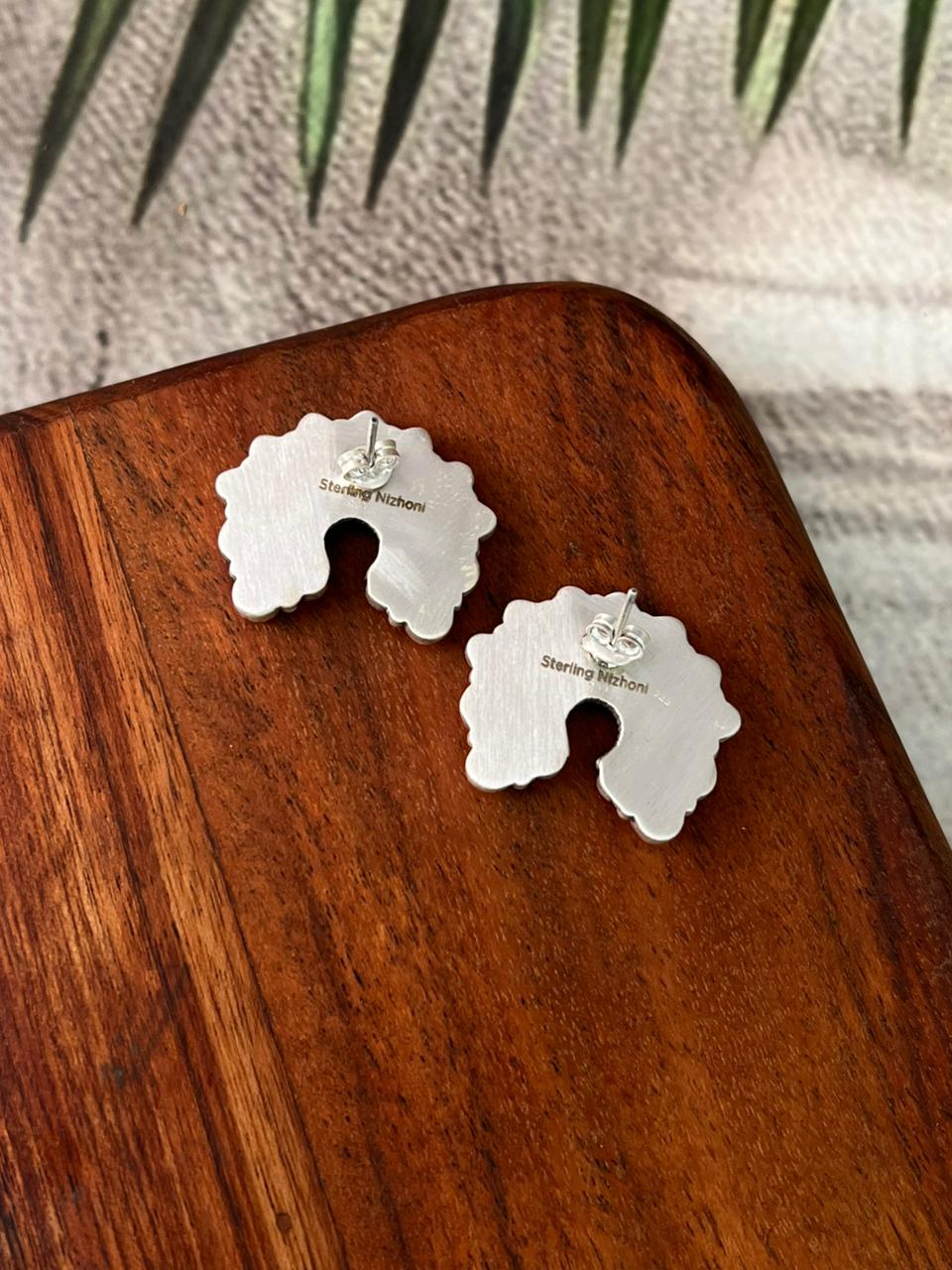 Handmade Sterling Silver Cotton Candy Post Studs Naja Earrings "Signed Nizhoni"