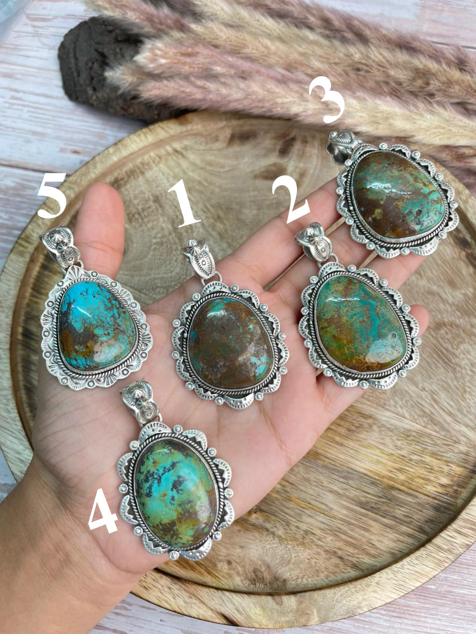 Handmade Sterling Silver Royston Turquoise Collection: Pendant "Signed Nizhoni"