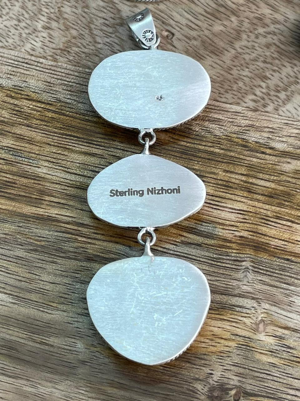 Handmade Sterling Silver Kingman Turquoise Collection: Pendant "Signed Nizhoni" (4)